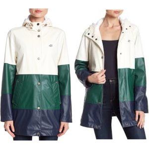 Lucky Brand Tri Color Blocked Rain Coat